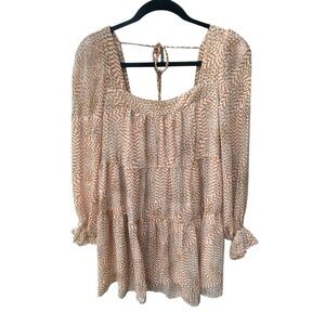 Aakaa Chic Patterned Tunic Blouse with Tie Back I Size: S